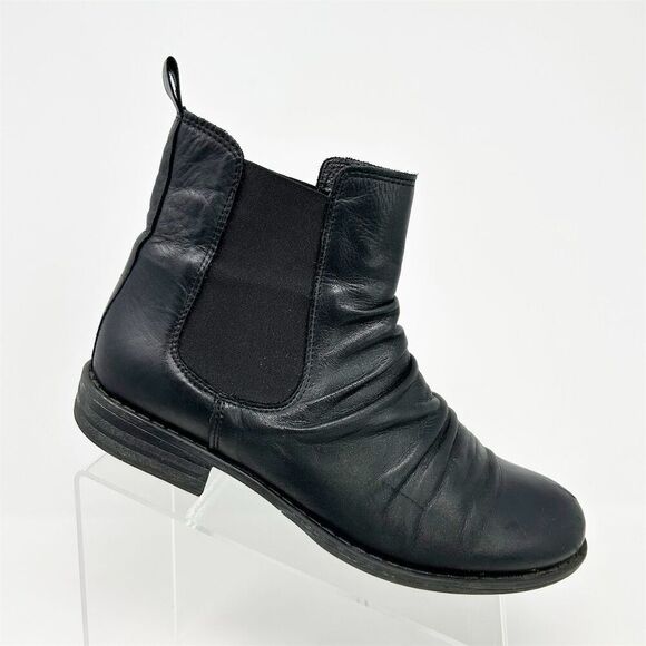 Miz Mooz Women's Lissie Black Leather Chelsea Ankle Booties Slip On Size 10 - Picture 1 of 11